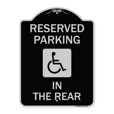 SIGNMISSION Reserved Parking in Rear W/ Graphic Heavy-Gauge Aluminum Sign, 24" x 18", BS-1824-23067 A-DES-BS-1824-23067